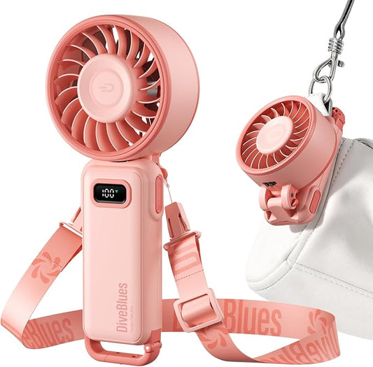 Diveblues Portable Turbo Fan, 100 Speed Handheld Fan with Strong Airflow, Foldable 4 in 1 Personal Fan for Neck, Desk & Travel, USB-C Rechargeable, Lightweight for Summer, Concerts & Outdoor Use by Diveblues