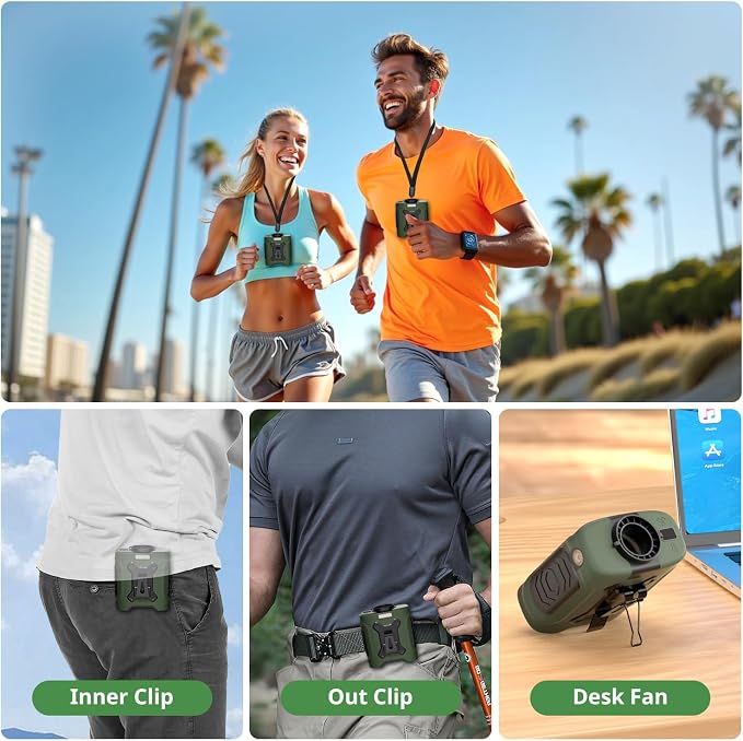 LOUISWARE Portable Waist Fan 10000mAh Belt Fan 18000RPM Clip Fan With Max 24H Working Time 5 Speeds adjustment with LED flashlight & Charging display Cooling for Outdoor Camping Travel - Image 5
