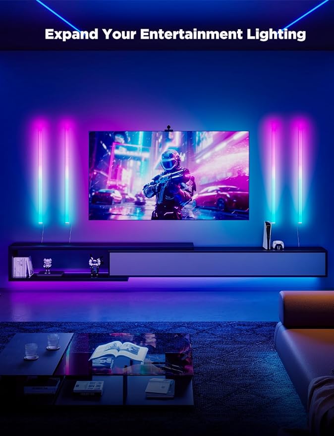 Govee Glide Wall Lights, Smart Gaming Light Bar, Works with SmartThings | RGBIC LED Wall Lamp for Bedroom, DIY, 6 Count Light Bar for Gaming Room(2 Panels Set and 3 Sections/Panel) - Image 2