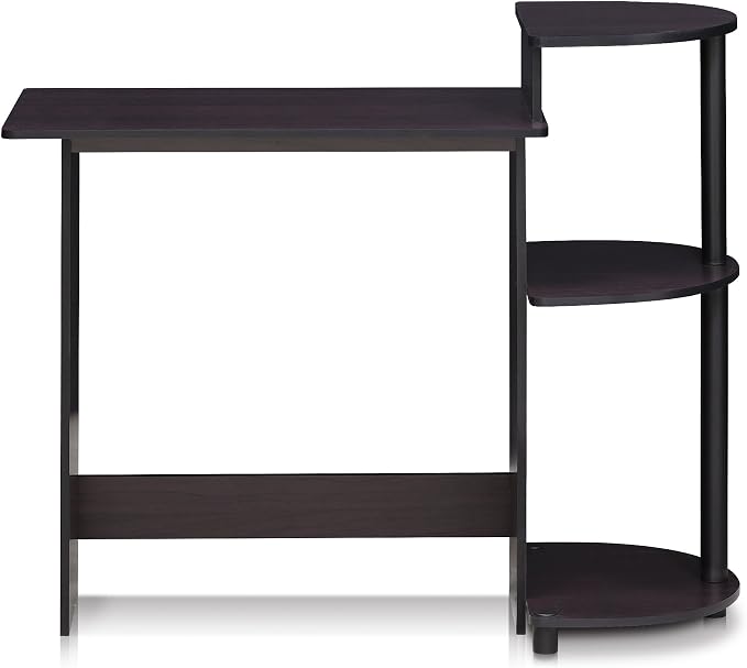 Furinno Compact 29-Inch Brown Computer Desk, Office Desk with 3 Side Shelves, Rectangular Home Office Desk, Gaming Desk for Home Office, Bedroom, Study Room, Dark Mocha - Image 6