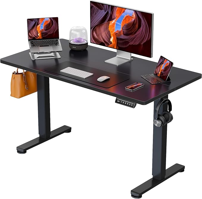 ErGear Height Adjustable Electric Standing Desk, 44 x 24 Inches Sit Stand up Desk, Memory Computer Home Office Desk, Black by ErGear