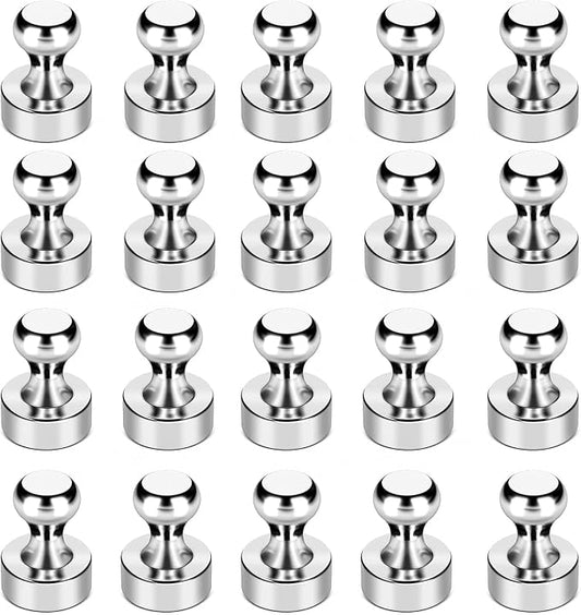 LOVIMAG Fridge Magnets 20Pcs, Magnet for Refrigerator Whiteboard, Silver | Small Strong Neodymium Metal Cute Push Pin for Classroom, Kitchen, Accessories Decorative, Office, Calendar by LOVIMAG