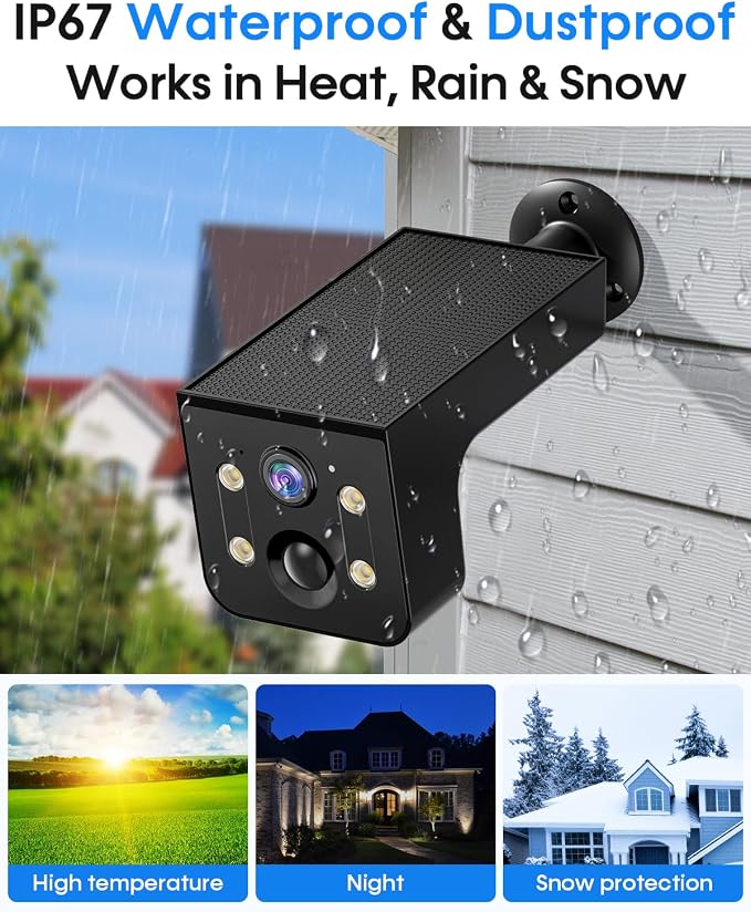 Thybro Solar Outdoor Wireless Camera 4 PCS - 2K HD, AI Motion Detection, Easy Setup, WiFi, Color Night,Outdoor Surveillance for Yard & Driveway, Black - Image 5