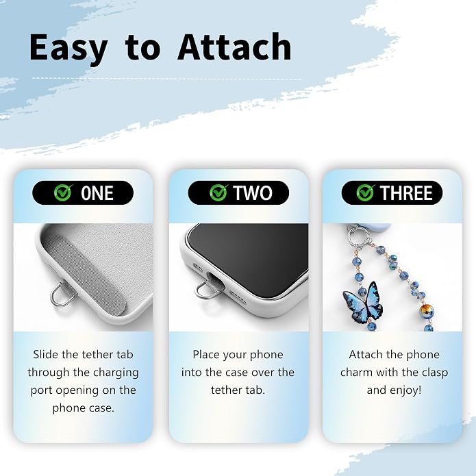 Phone Charm with Beaded Crystals, Anti-Theft Phone Strap, Hands-Free & Detachable Cellphone Lanyard, Cellphone Chain Wristlet with Tether Tab - Image 4