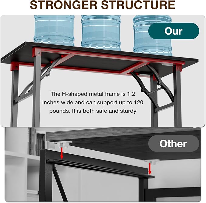 TEMI Small Computer Desk Folding Table - 43.3" Foldable Office Desk, No Assembly, Perfect for Small Spaces in Bedroom, or Apartment, Portable Mini Desk or Study Table Compact Design, Dark Oak - Image 6