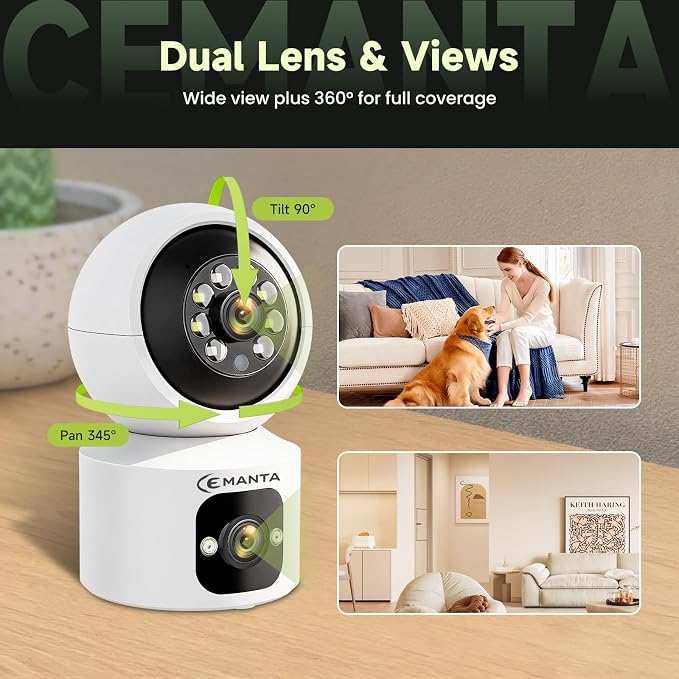 4MP Security Camera Indoor, Free Cloud Storage, Dual-Len Baby & Pet Cam for Home Security, 2.4/5GHz WiFi, 360 PTZ, 2-Way Audio, Color Night Vision, AI Motion Detection, Compatible with Alexa - Image 3