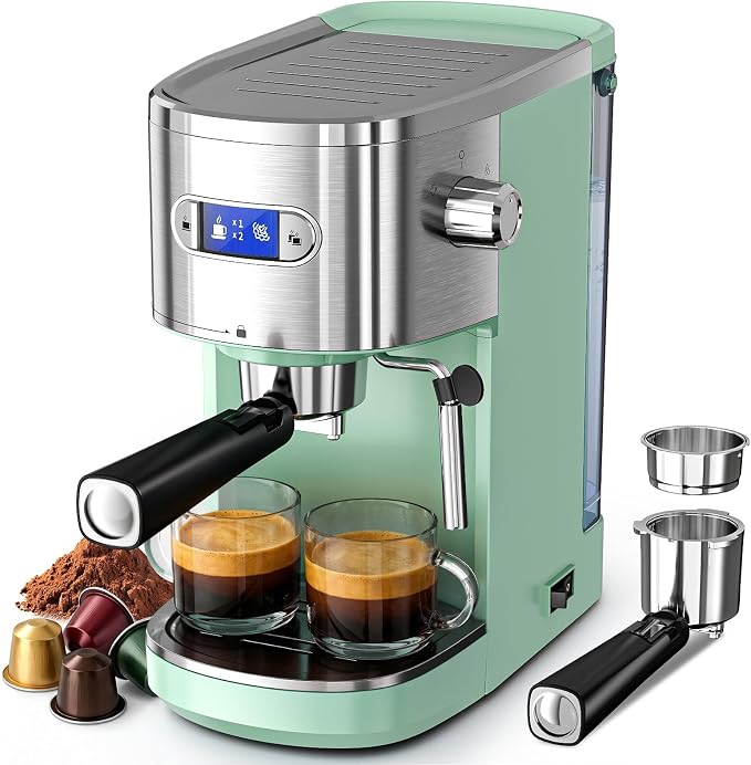 COWSAR Espresso Machine,Expresso Coffee Machines,Espresso Maker with Milk Frother Steam Wand & 40oz Removable Water Tank，Stainless Steel Compact Cappuccino & Latte Machine by COWSAR