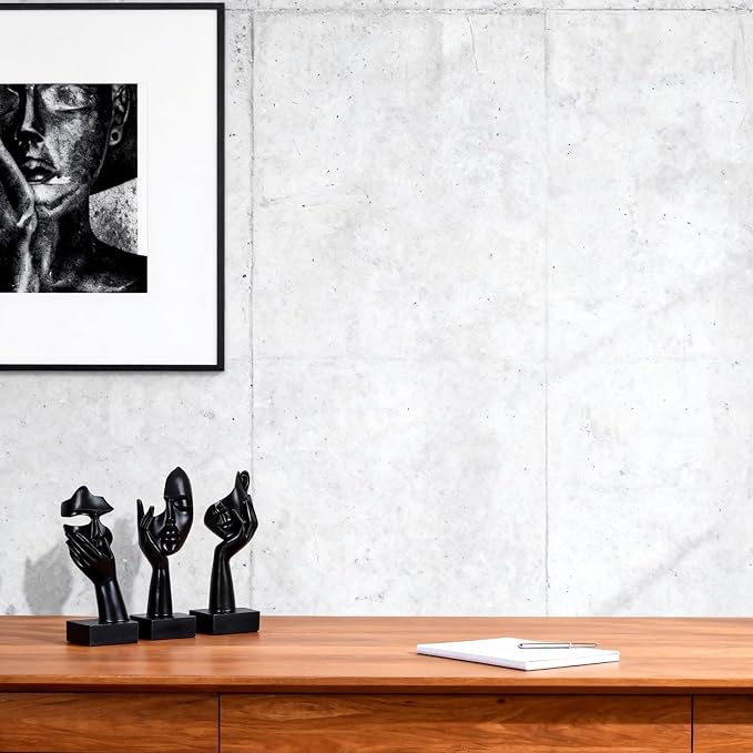 3 Pcs Thinker Large Statue Set - Black Art Abstract Home Accent Figurines for Living Room, Bedroom, Shelves, Office Desktop, Coffee Table Decor, Gift for Women (3 Pcs Black, 9") - Image 7
