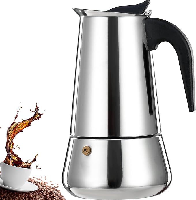 9 Cup Stovetop Espresso Maker Stainless Steel Moka Pot Stove Top Percolator Italian Coffee Makers Capable Mocha Greca Machine Cafe Classic Induction Cookers for Home and Camping 450ml 15oz by Theperfectcombinationofcoffeehomeandhealthylivingmakingeverydayadayofrituals