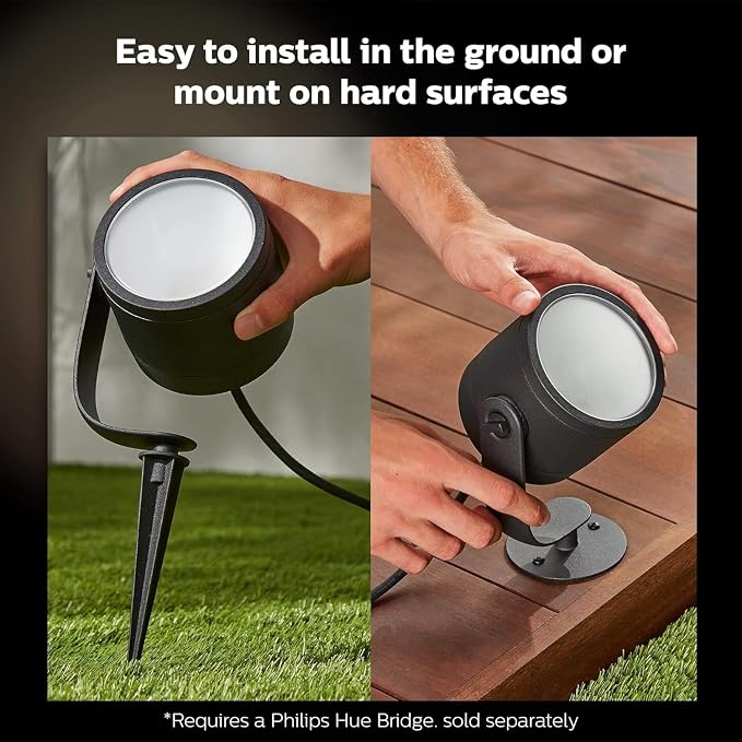 Philips Hue Lily XL Outdoor Smart Spot Light - White & Color Ambiance LED Walkway Lights - Low Voltage Lighting - 1 Pack - Requires Bridge and Power Supply - Control with App and Voice - Weatherproof - Image 4