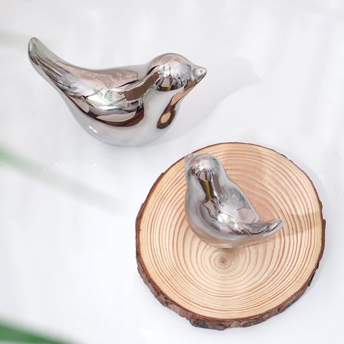 Notakia Silver Birds Statues Home Decor Modern Style Decorative Ornaments for Silver Table Decor Living Room, Bedroom, Office Desktop - Image 3