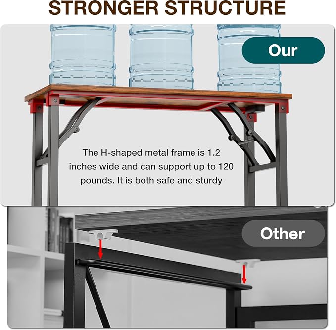 TEMI Small Computer Desk Folding Table - No Assembly, Compact 35.8" Foldable Desk with Power Outlets & USB Charging Port, Portable Small Office Desk, Ideal Mini Study Table for Narrow Spaces, Brown - Image 9