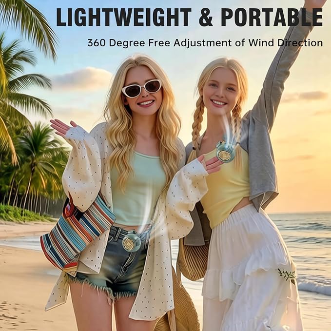 Wearable Waist Fan Rechargeable, 360° Rotating Clip-On Personal Fan 5-Speed Bladeless Portable Cooling Fan for Shirt, Outdoor Work, Construction, Camping, Gardening,Office, Travel Essentials Green - Image 9