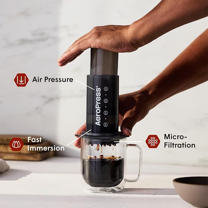 AeroPress Original Coffee Press, French Press, Pour-Over & Espresso Style | All-in-One Manual Coffee Maker, 2-Minute Brew, Less Bitterness, More Flavor, Portable, Travel & Camping - Image 2
