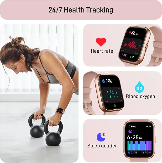 Tensky Smart Watch for Women Android & iPhone, Alexa Built-in, 1.8" Touch Screen Fitness Tracker with Answer/Make Calls, 3ATM Waterproof Heart Rate/Sleep/SpO2 Monitor, Pedometer, 100+ Sport Modes - Image 4