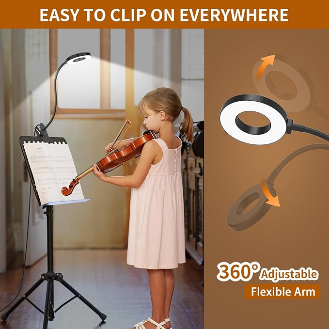 iZELL Desk Lamp, LED Reading Light with Clamp, 3 Color Modes & 10 Brightness Flexible Arm Book Light for Kids Reading Book in Bed at Night Clip on Table, Computer, Zoom Meetings - 27.6‘’ Black - Image 5