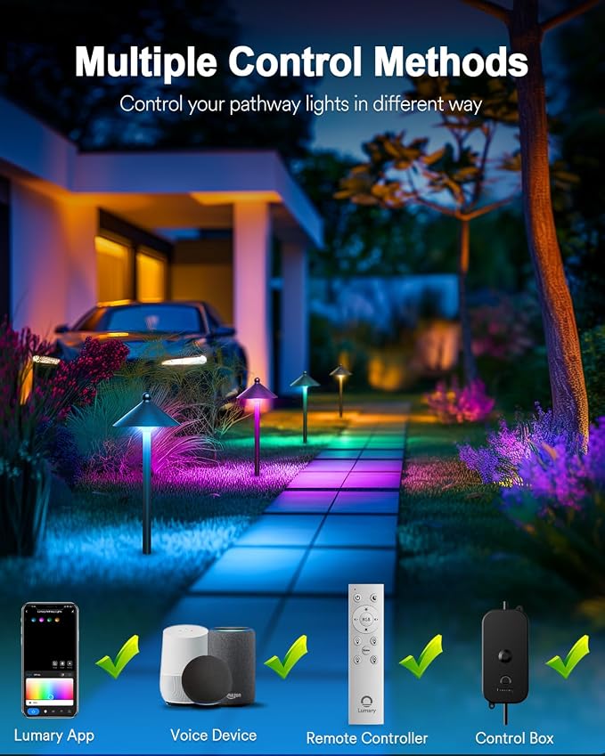 Lumary Smart Low Voltage Pathway Lights 2000LM, IP65 Waterproof, 24V | RGBAI/Cool/Warm light, Timer, 50+ Scenes, Custom Schedules, Works with Alexa/Google Home, Garden/Driveway/Landscape Lighting - Image 4