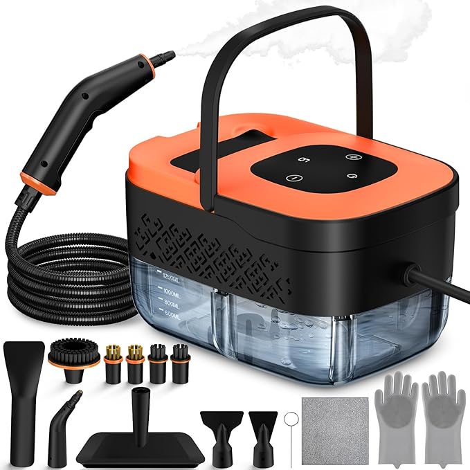 Steam Cleaner, Portable Steamer for Cleaning with 16pcs Accessories, 6-Level Adjustable and 15s Heat-Up, Handheld Steam Cleaner for Home, Tile, Dirt, Grout, Grease, Car Detailing by WSRYYCC