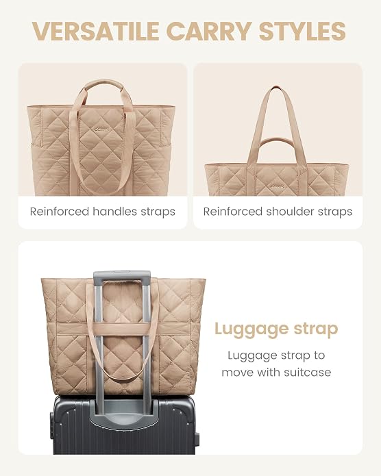 LOVEVOOK Tote Bag for Women,Light Puffer Tote Bag with Multi-pockets,Stylish Carry on Laptop Bags for Daily,Travel,Work,Gym - Image 5