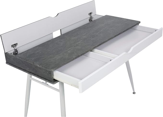 Calico Designs 51252 Alcove Modern Large Split Drawer in White/Cement Gray Desk with Storage - Image 6