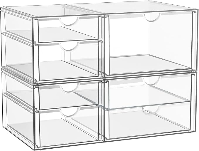 Stackable Storage Drawers, Acrylic Organizers,7 Drawers | Makeup Organizer, Bathroom Organizers and Storage, Plastic Bins for For Vanity, Undersink, Pantry by YFXCVSL