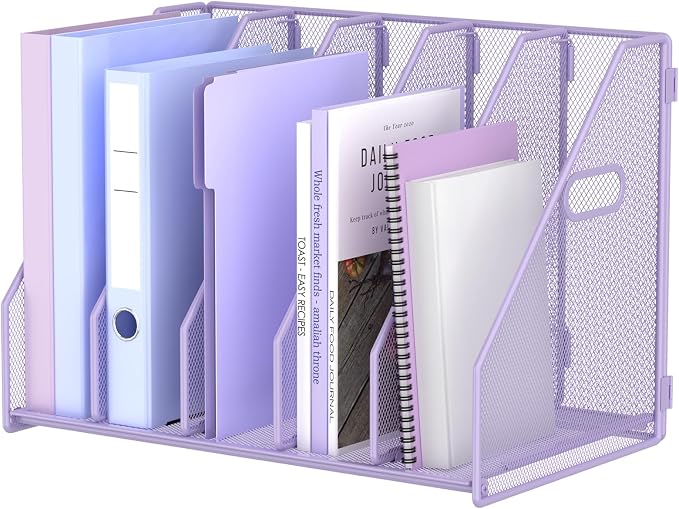 MINDEPOT Desk File Organizer Folder Holder with 5 Vertica for Office Purple by MINDEPOT