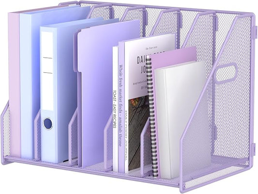 MINDEPOT Desk File Organizer Folder Holder with 5 Vertica for Office Purple by MINDEPOT