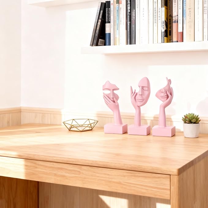 3 Pcs Thinker Large Statue Set - Pink Art Abstract Home Accent Figurines for Living Room, Bedroom, Shelves, Office Desktop, Coffee Table Decor, Gift for Women (3 Pcs Pink, 9") - Image 7