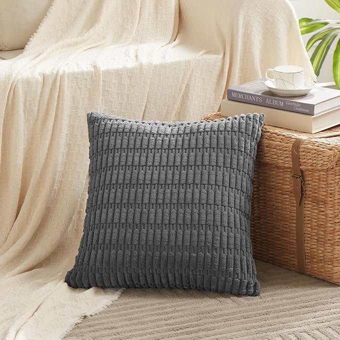 Fancy Homi 4 Packs Decorative Throw Pillow Covers for Living Room Couch Bed, Modern Farmhouse Boho Home Décor Accent Cushion Case, 26" x 26", Dark Gray - Image 2