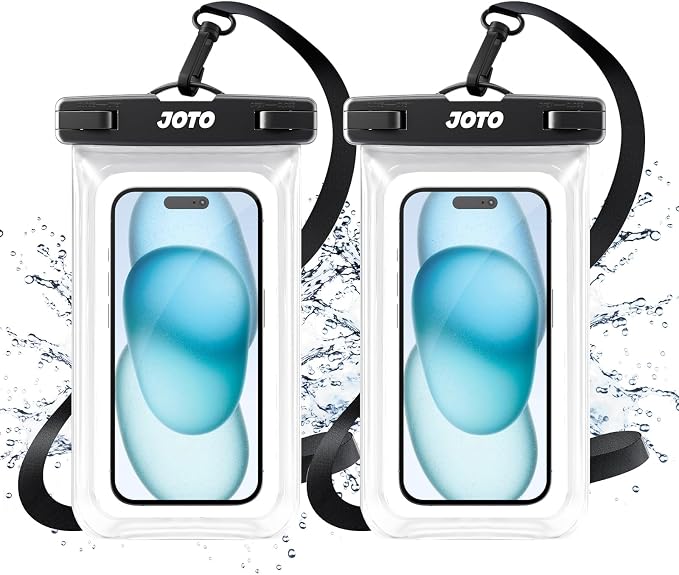 JOTO 2 Pack Universal Waterproof Phone Case for iPhone 17 Air 16 15 14 13 12 11 Plus Pro Max, IPX8 Cellphone Dry Bag XR X SE, Galaxy S23 S22 S21 S20+ S20 S10 Plus Note, Pixel up to 7" -Clear by JOTO