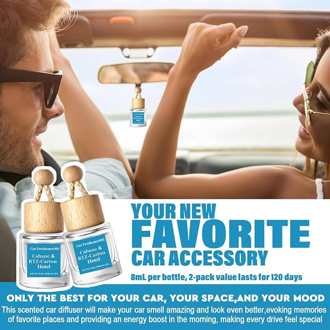 HoogaLife Car Air Freshener Diffuser 4 Pack Hanging Car Freshener for Women - 24.K Magic & W. Hotel ＆ Cabane & Rltz. CarIton Hotel ＆ Droam 0n & Westln Hotels ＆ M.y Way & The 0ne Hotel Fragrance Oil - Image 3