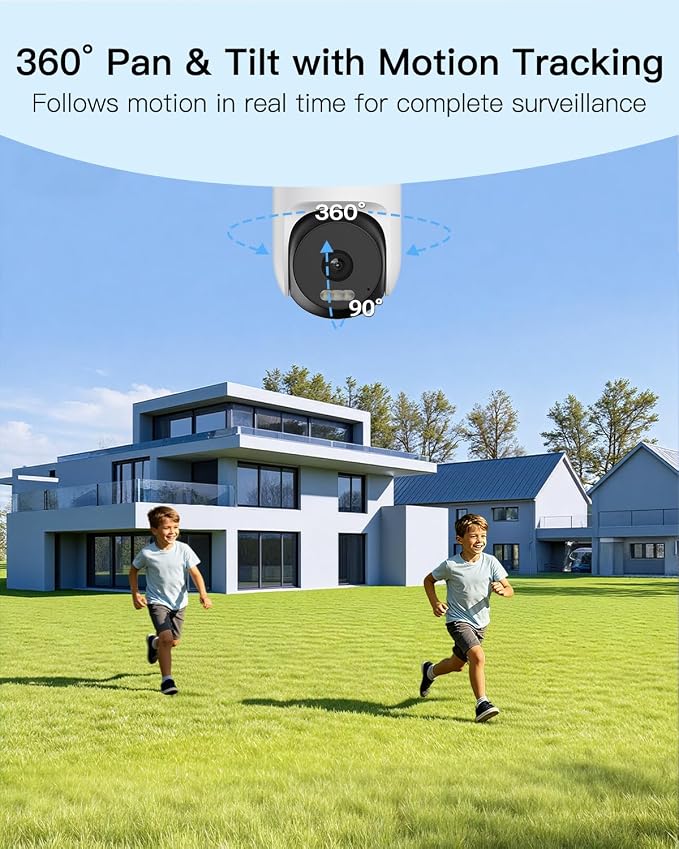 VIMTAG 2.5K 4MP Outdoor Security Camera, Pan/Tilt WiFi Home CCTV Camera, 360° View & Motion Tracking, Color Night Vision, 2-Way Audio, AI Detection Alarm, IP66, Cloud & SD Card Storage, Works w/Alexa - Image 2