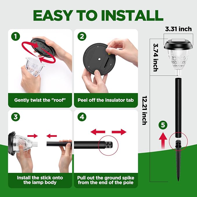 URAGO Super Bright Solar Lights Outdoor Waterproof-10 Pack, Dusk to Dawn Up to 12 Hrs Solar Powered Outdoor Pathway Garden Lights Auto On/Off, LED Landscape Lighting Decorative for Walkway Patio Yard - Image 7