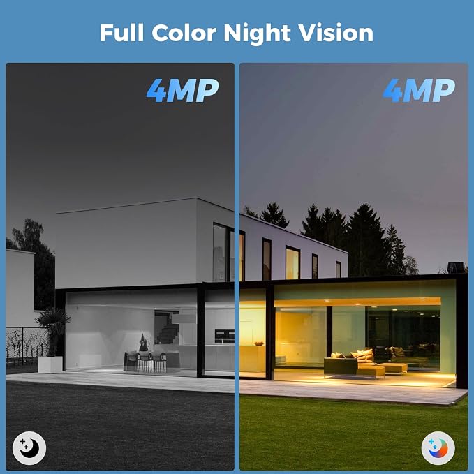Hiseeu Security Cameras Wireless Outdoor, 4pcs Solar Powered 3K 4MP Surveillance WiFi Cameras for Home Security Outside, PIR/AI Motion Detection, Waterproof, Color Night Vision, 2-Way Audio, Black - Image 5