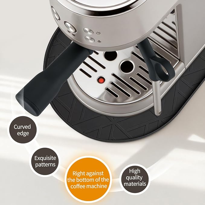 Silicone Coffee Mat,15.8"x7.9" Coffee Bar Mats for Countertop,Espresso Mat, Silicone Heat Resistant Mat for Espresso Machine/Coffee Maker（Black） - Image 4