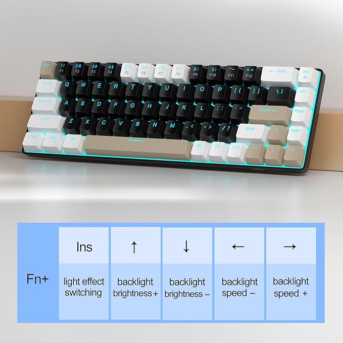 MageGee Portable 60% Mechanical Gaming Keyboard, MK-Box LED Backlit Compact 68 Keys Mini Wired Office Keyboard with Brown Switch for Windows Laptop PC Mac - Black/Coffee Color - Image 5