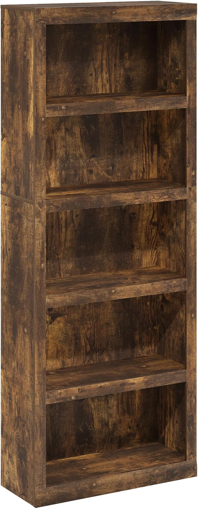Furinno Rail Book Shelf, 5-Tier Bookshelf with Open Shelf, Bookcase with Classic Style Edges, 10 x 24.6 x 63.5, for Organization and Storage, for Living Room, Bedroom, Home Office, Amber Pine - Image 6