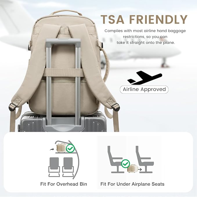 LOVEVOOK 56L Travel Backpack for Women & Men, Airline Approved Carry On Luggage with 3 Packing Cubes, TSA Overnight Bags, Waterproof Personal Item Bag, Weekender Essentials Backpacks fits 17" Laptop - Image 4