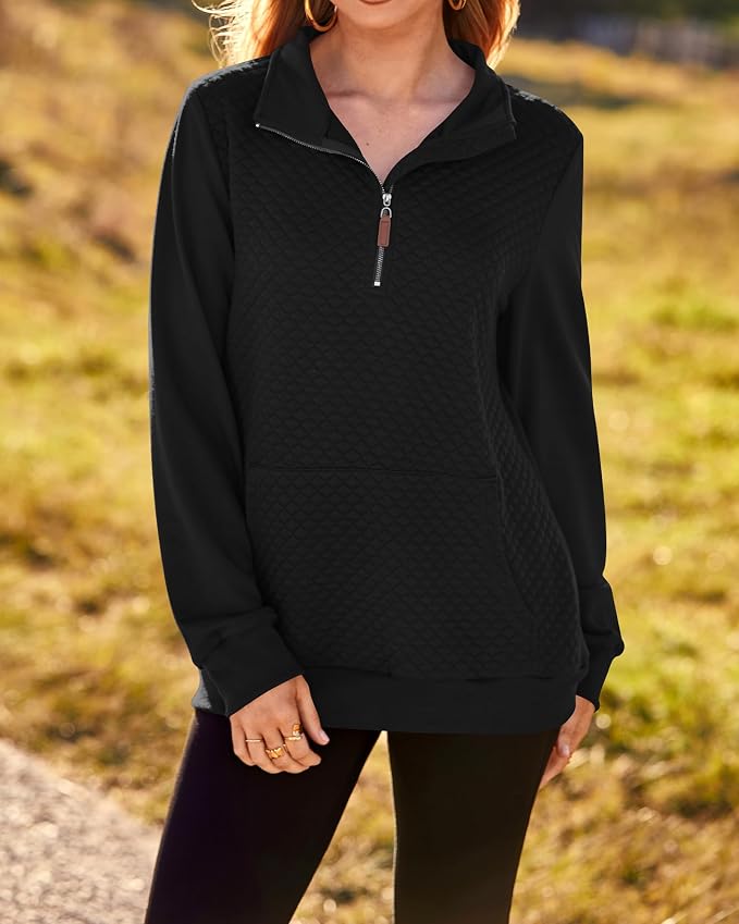 BTFBM Women Fashion Quilted Pattern Lightweight Zipper Long Sleeve Plain Casual Ladies Sweatshirts Pullovers Shirts Tops - Image 6