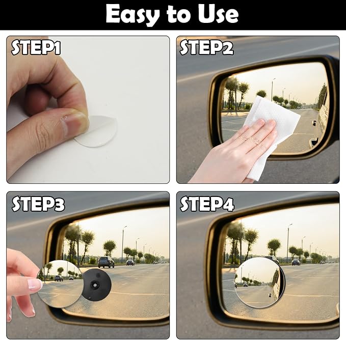 2Pcs Cars BlindSpot Mirrors Side Mirror Removable Adjustabe Angle Round Wide Angle Convex RearView Mirror Car Accessories Universal HD Glass for Suvs Auto Motorcycles RVs - Image 6