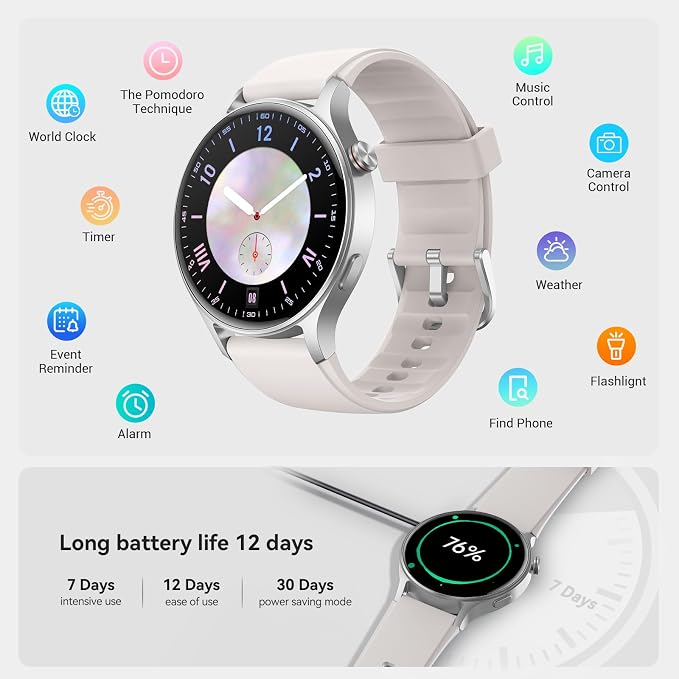 Fitpolo Smart Watch for Men Women,1.3" AMOLED Touchscreen Fitness Tracker, Make/Answer Calls, Heart Rate SpO2 Monitor, 3ATM Waterproof, Sleep & Activity Tracking Smartwatch for Android Phones iPhone - Image 7