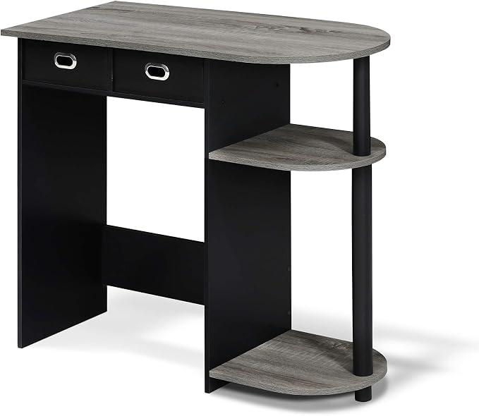 Furinno Go Green 32-Inch Brown Computer Desk, Office Desk with 2 Side Shelves and Storage Bins, Rectangular Home Office Desk, Gaming Desk for Home Office, Bedroom, Study Room, Grey Oak - Image 5