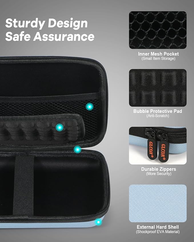Shockproof Hard Shell Carrying Case - Light-Blue Case for External Hard Drive, Power Bank, Charger, Cable, Cell Phone, Electronic Accessories - Larger Capacity Storage Pouch Portable Travel Bag - Image 8