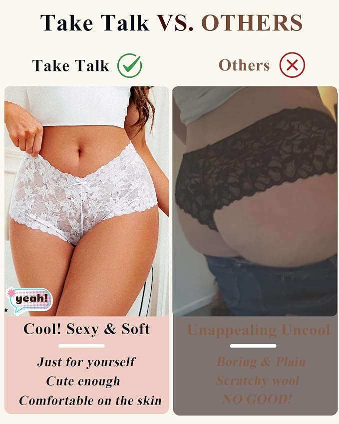 Take Talk Sexy Lace Underwear Panties Lingerie Gift for Women Wife 5 Pack Soft Cheeky Boy shorts Plus Size Underwear Women - Image 8