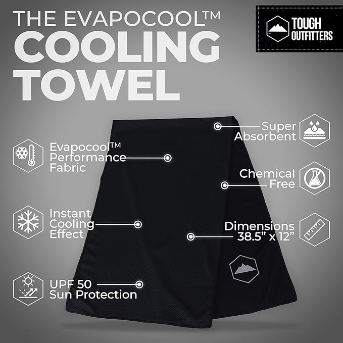 Tough Outdoors Cooling Towels for Neck Face - Neck Cooling Towel for Hot Weather Yoga Sports Golf Sweat - Instant Cold Towel - Image 4