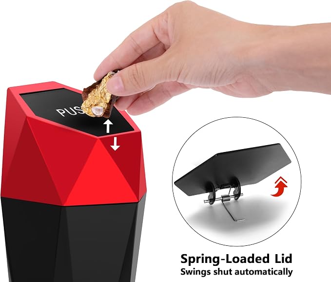 Ginsco Car Trash Can Cup Holder, Mini Car Trash Can with Lid, Car Accessories for Interior, Leakproof Small Trash Cup for Car, Home with Additional 2 ABS Hooks and 90pcs Trash Bags Red - Image 7