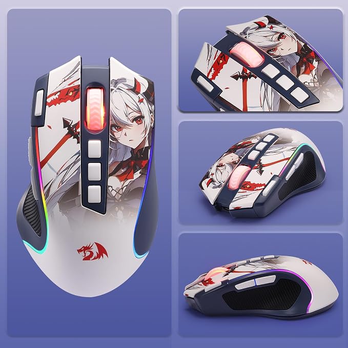 Redragon M612AK PRO Wireless Anime Gaming Mouse 8000 DPI Remapping Keys | Cable-Free 0 Delay, Rapid-Fire Clicker, Redefine Keybinding Macro, Vibing Backlight, Ergonomic Grip Body Comfort - Image 9