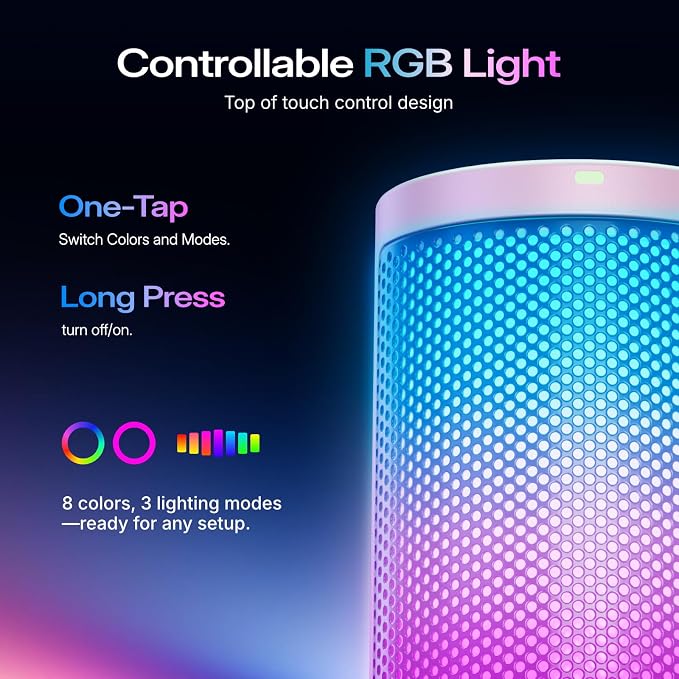 MAONO DGM20S USB Microphone for PC with Clear Voice & Noise Reduction | RGB Lighting, Tap-to-Mute, Gain Control, Monitoring and Boom Arm for Discord Gaming, Streaming, Content Creation.Pink - Image 6