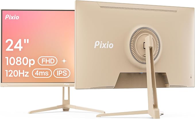 Pixio PX246 Wave Beige 24 inch 120Hz Refresh Rate FHD 1080p Resolution IPS Panel 4ms GTG Response Time Gaming Monitor with Adaptive Sync by Pixio