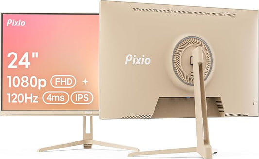 Pixio PX246 Wave Beige 24 inch 120Hz Refresh Rate FHD 1080p Resolution IPS Panel 4ms GTG Response Time Gaming Monitor with Adaptive Sync by Pixio